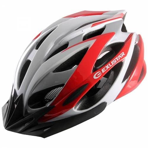 Шлем велосипедный, 23 вент. отверстия, красно-серо-белый